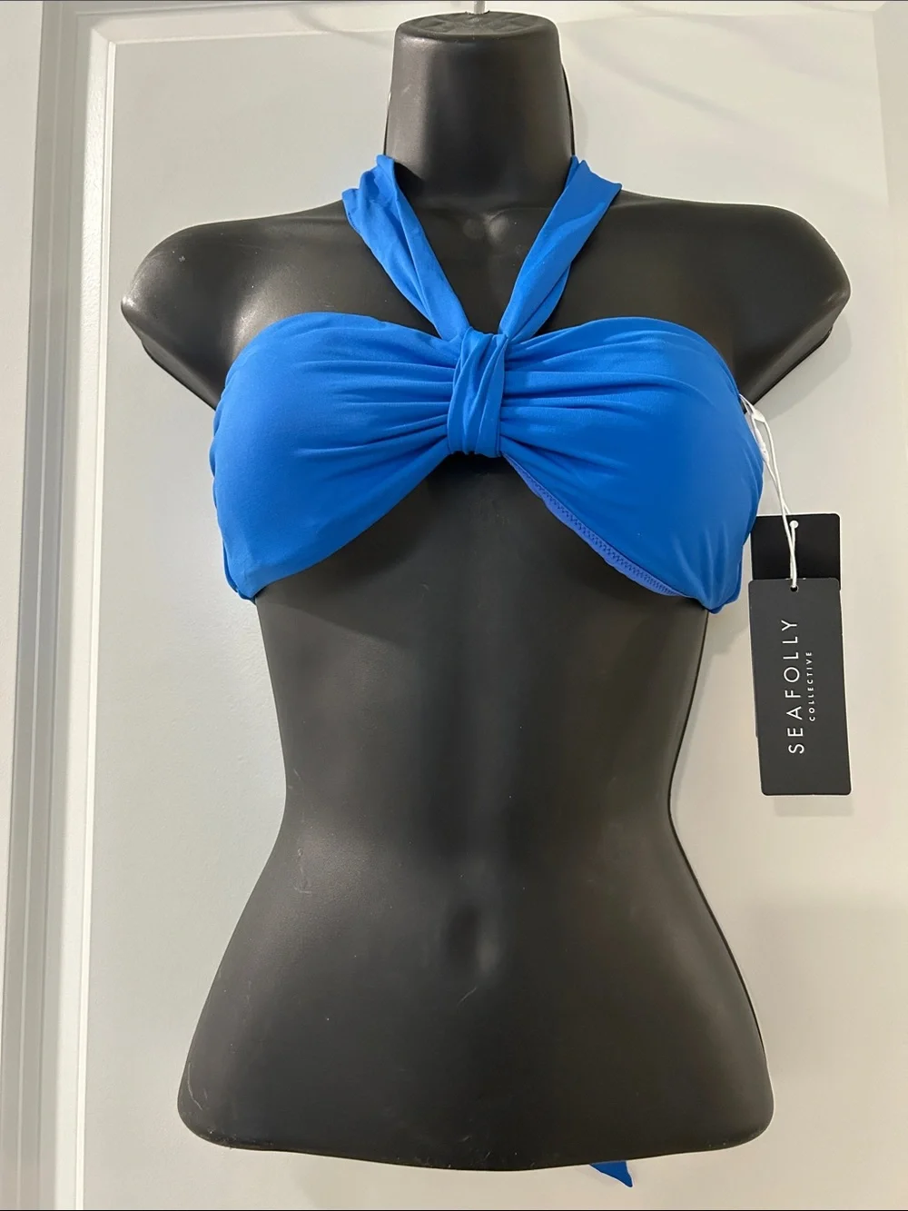 Seafolly Bright Blue Twist Front Bandeau Halter Bikini Top
